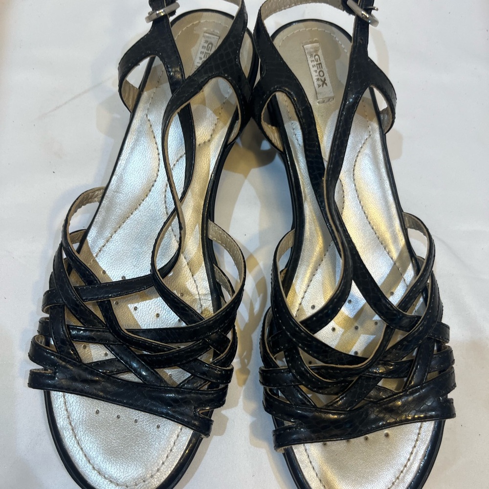 Geox Women's Black Strappy Sandals - EU39, US9